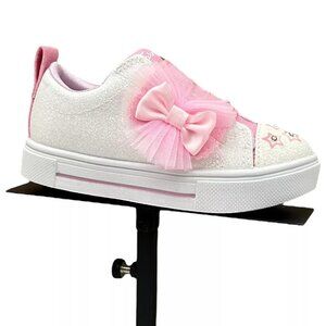 Skechers Toddler Girl's‎ Twinkle Toes Slip-on Sneakers Size 6 White/Pink Glitter